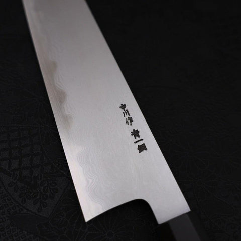 Gyuto Blue Steel #1 Suminagashi Buffalo Ebony Handle 240mm