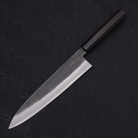 Gyuto Blue Steel #2 Kurouchi Chokin Dragon Buffalo Ebony Handle 240mm-[Musashi]-[Japanese-Kitchen-Knives]