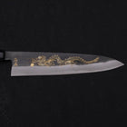 Gyuto Blue Steel #2 Kurouchi Chokin Dragon Buffalo Ebony Handle 240mm-[Musashi]-[Japanese-Kitchen-Knives]