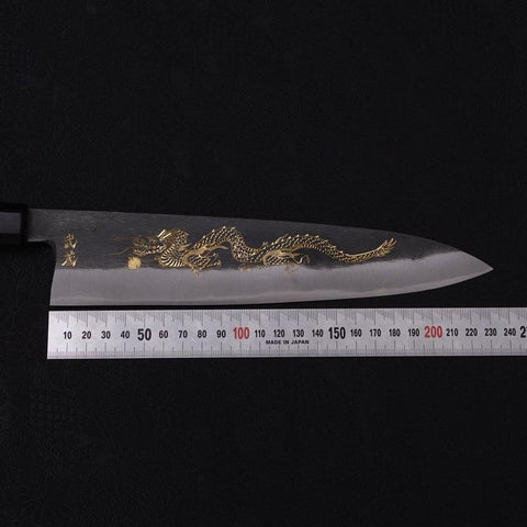 Gyuto Blue Steel #2 Kurouchi Chokin Dragon Buffalo Ebony Handle 240mm-[Musashi]-[Japanese-Kitchen-Knives]