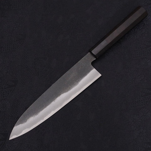 Gyuto Blue Steel #2 Kurouchi Chokin Snake-Sakura Buffalo Ebony Handle 210mm-[Musashi]-[Japanese-Kitchen-Knives]