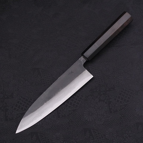 Gyuto Blue Steel #2 Kurouchi Damascus Buffalo Ebony Handle 180mm-[Musashi]-[Japanese-Kitchen-Knives]