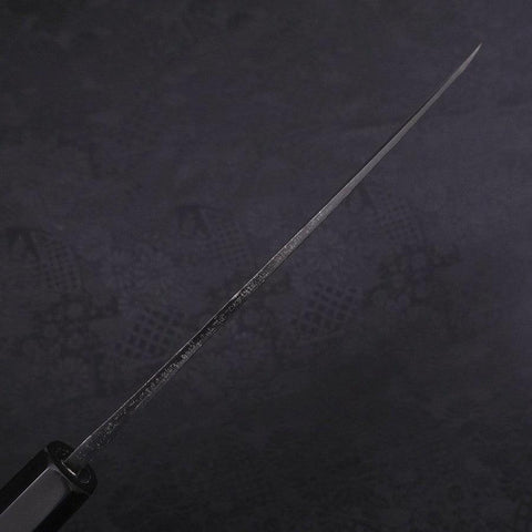 Gyuto Blue Steel #2 Kurouchi Damascus Buffalo Ebony Handle 180mm-[Musashi]-[Japanese-Kitchen-Knives]