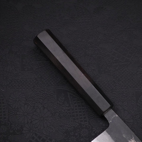 Gyuto Blue Steel #2 Kurouchi Damascus Buffalo Ebony Handle 180mm-[Musashi]-[Japanese-Kitchen-Knives]
