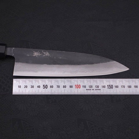 Gyuto Blue Steel #2 Kurouchi Damascus Buffalo Ebony Handle 180mm-[Musashi]-[Japanese-Kitchen-Knives]