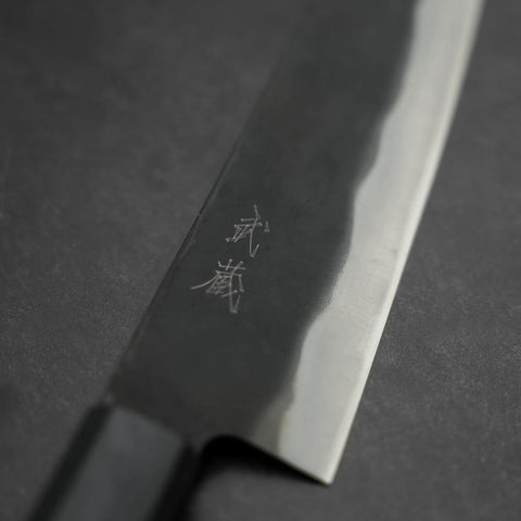 Gyuto Blue Steel #2 Kurouchi Dark Blue Urushi Handle 210mm-[Musashi]-[Japanese-Kitchen-Knives]