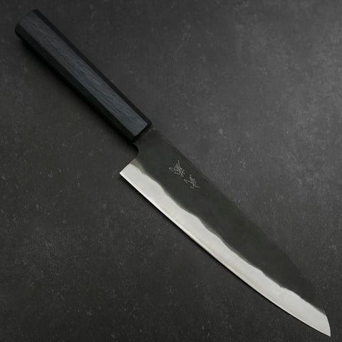 Gyuto Blue Steel #2 Kurouchi Dark Blue Urushi Handle 210mm-[Musashi]-[Japanese-Kitchen-Knives]