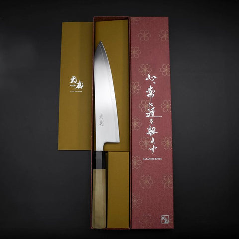 Gyuto HAP-40 Polished Buffalo Magnolia Handle 210mm (8.3”)-[Musashi]-[Japanese-Kitchen-Knives]