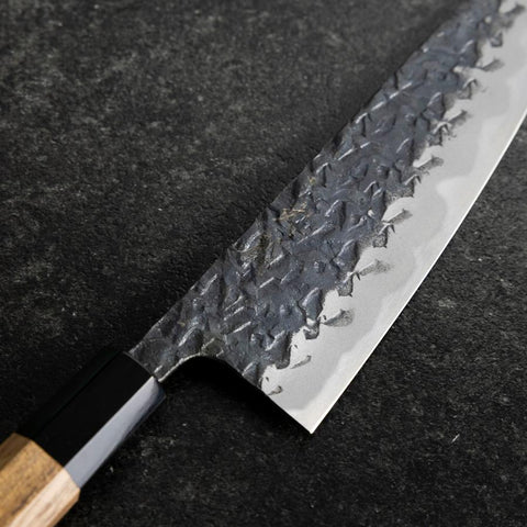 Gyuto Kurouchi Blue Steel #1 Nashiji Buffalo Walnut Handle 210mm (8.3”)-[Musashi]-[Japanese-Kitchen-Knives]