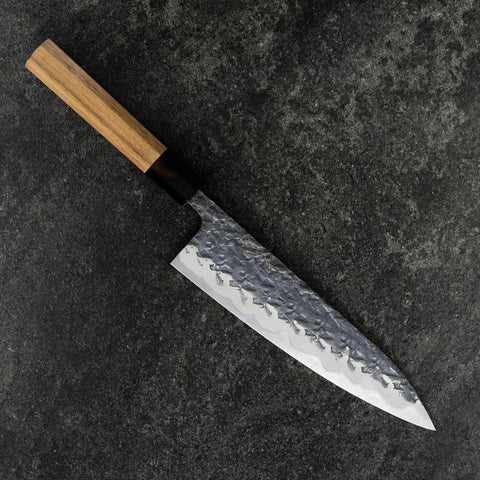 Gyuto Kurouchi Blue Steel #1 Nashiji Buffalo Walnut Handle 210mm (8.3”)-[Musashi]-[Japanese-Kitchen-Knives]