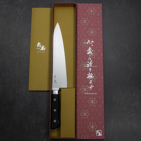 Gyuto Molybdenum Polished Western Black Handle 210mm (8.3”)-[Musashi]-[Japanese-Kitchen-Knives]