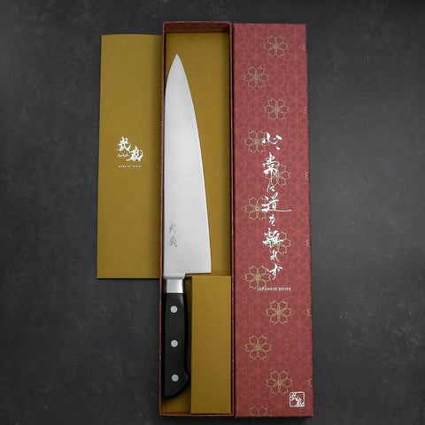 Gyuto Molybdenum Polished Western Black Handle 240mm-[Musashi]-[Japanese-Kitchen-Knives]