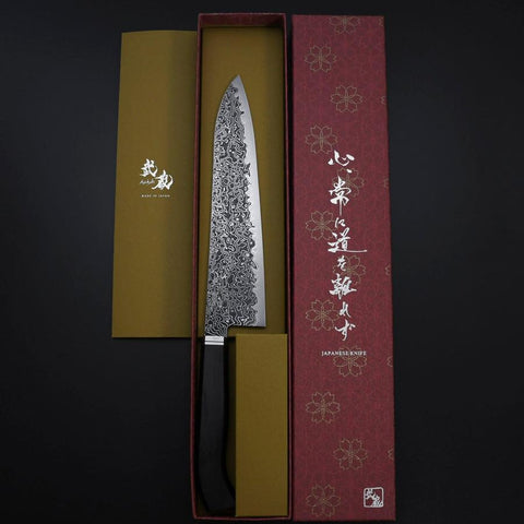 Gyuto SG-2 Black Nickel Damascus Western Ebony Handle 210mm (8.3”)-[Musashi]-[Japanese-Kitchen-Knives]