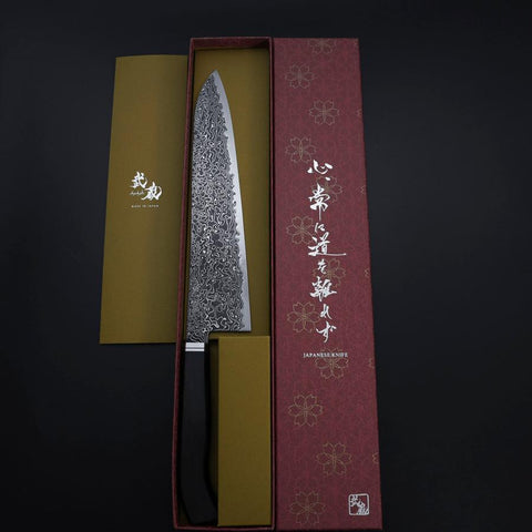 Gyuto SG-2 Black Nickel Damascus Western Ebony Handle 240mm (9.4”)-[Musashi]-[Japanese-Kitchen-Knives]