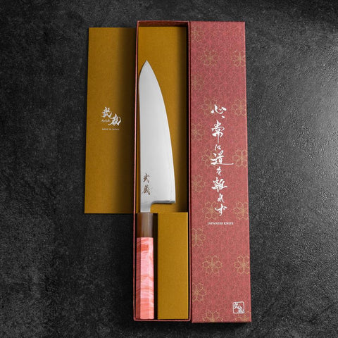 Gyuto SLD Mirror Buffalo Dark Pink Maple Handle 210mm-[Musashi]-[Japanese-Kitchen-Knives]