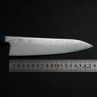 Gyuto SLD Wave Nickel Damascus Blue Urushi Handle 180mm (7”)-[Musashi]-[Japanese-Kitchen-Knives]