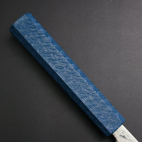 Gyuto SLD Wave Nickel Damascus Blue Urushi Handle 180mm-[Musashi]-[Japanese-Kitchen-Knives]