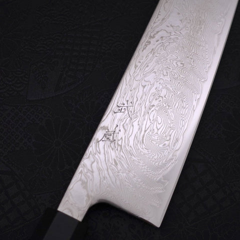 Gyuto SLD Wave Nickel Damascus Buffalo Ebony Handle 240mm-[Musashi]-[Japanese-Kitchen-Knives]