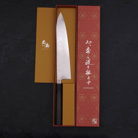 Gyuto SLD Damasco Níquel Ondulado Mango de Ébano con Cuerno de Búfalo 240mm
