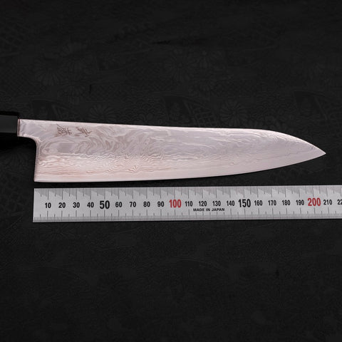 Gyuto SLD Wave Nickel Damascus Buffalo Teak Handle 210mm (8.3”)-[Musashi]-[Japanese-Kitchen-Knives]
