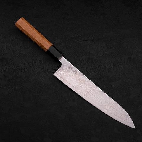 Gyuto SLD Wave Nickel Damascus Buffalo Teak Handle 210mm (8.3”)-[Musashi]-[Japanese-Kitchen-Knives]