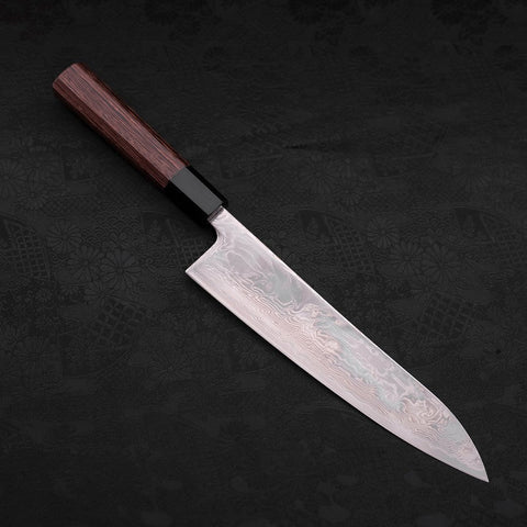 Gyuto SLD Wave Nickel Damascus Buffalo Wenge Handle 210mm-[Musashi]-[Japanese-Kitchen-Knives]