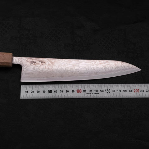 Gyuto SLD Wave Nickel Damascus White Urushi Handle 210mm (8.3”)-[Musashi]-[Japanese-Kitchen-Knives]