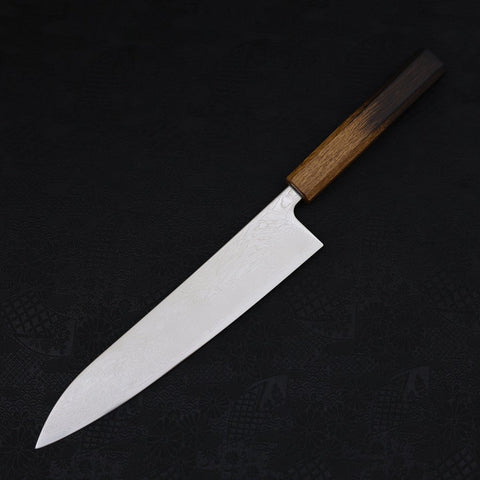 Gyuto SLD Wave Nickel Damascus Yaki Urushi Handle 240mm-[Musashi]-[Japanese-Kitchen-Knives]