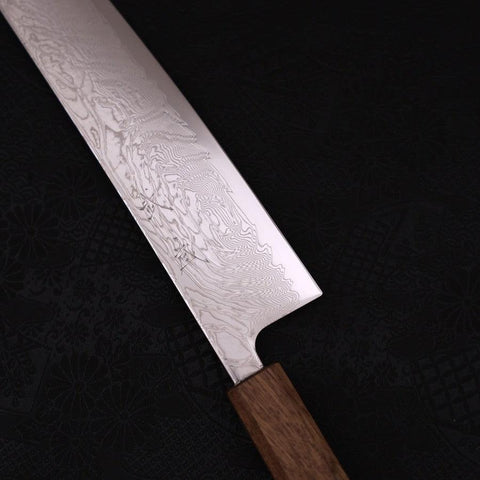 Gyuto SLD Wave Nickel Damascus Yaki Urushi Handle 240mm-[Musashi]-[Japanese-Kitchen-Knives]
