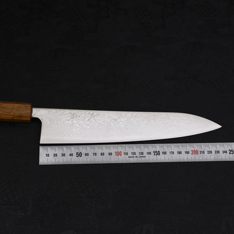 Gyuto SLD Wave Nickel Damascus Yaki Urushi Handle 240mm-[Musashi]-[Japanese-Kitchen-Knives]