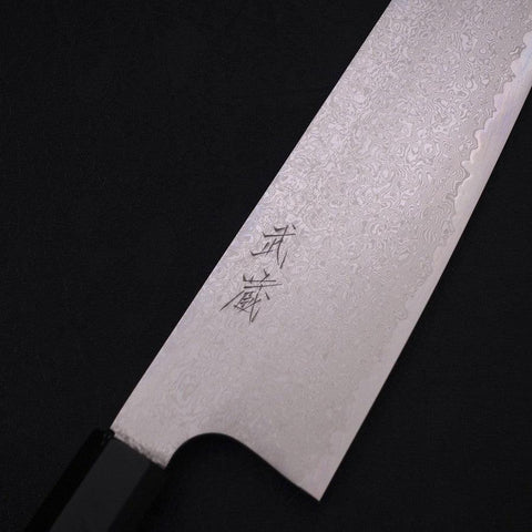 Gyuto Silver Steel #3 Damasco Mango de Ébano con Cuerno de Búfalo 240mm