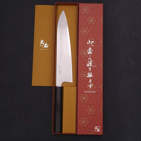 Gyuto Silver Steel #3 Damasco Mango de Ébano con Cuerno de Búfalo 240mm