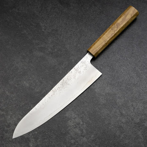 Gyuto Silver Steel #3 Nashiji Olive Handle 210mm (8.3”)-[Musashi]-[Japanese-Kitchen-Knives]