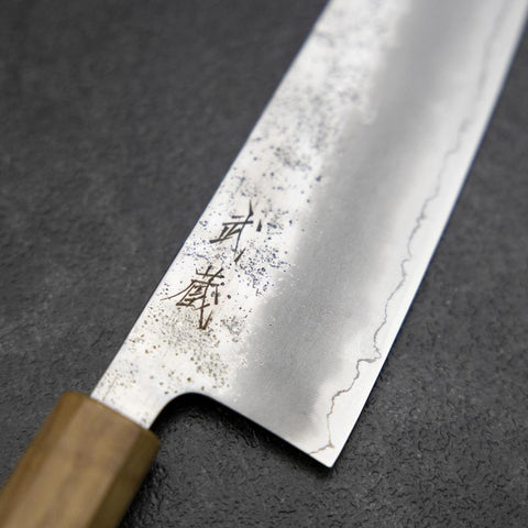 Gyuto Silver Steel #3 Nashiji Olive Handle 210mm (8.3”)-[Musashi]-[Japanese-Kitchen-Knives]