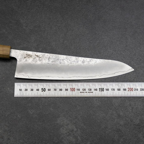 Gyuto Silver Steel #3 Nashiji Olive Handle 210mm (8.3”)-[Musashi]-[Japanese-Kitchen-Knives]