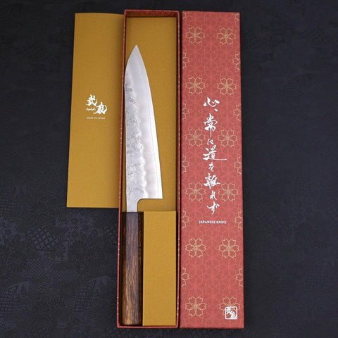 Gyuto Silver Steel #3 Nashiji Sumi Urushi Handle 210mm-[Musashi]-[Japanese-Kitchen-Knives]