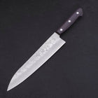 Gyuto Silver Steel #3 Nashiji Western Purple Handle 210mm-[Musashi]-[Japanese-Kitchen-Knives]
