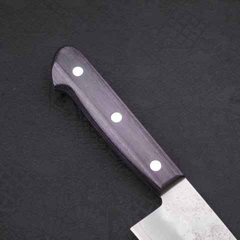 Gyuto Silver Steel #3 Nashiji Western Purple Handle 210mm-[Musashi]-[Japanese-Kitchen-Knives]
