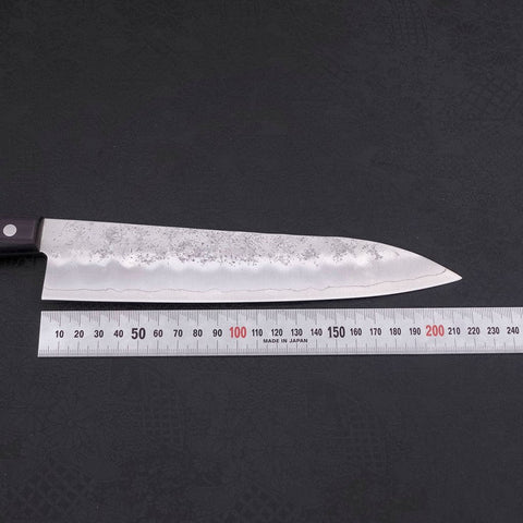 Gyuto Silver Steel #3 Nashiji Western Purple Handle 210mm-[Musashi]-[Japanese-Kitchen-Knives]