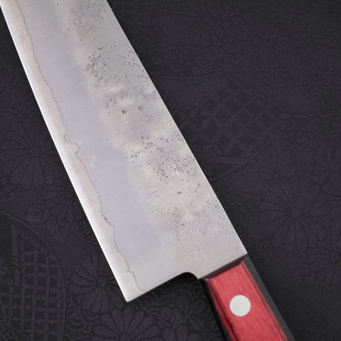Gyuto Silver Steel #3 Nashiji Western Red Handle 210mm-[Musashi]-[Japanese-Kitchen-Knives]