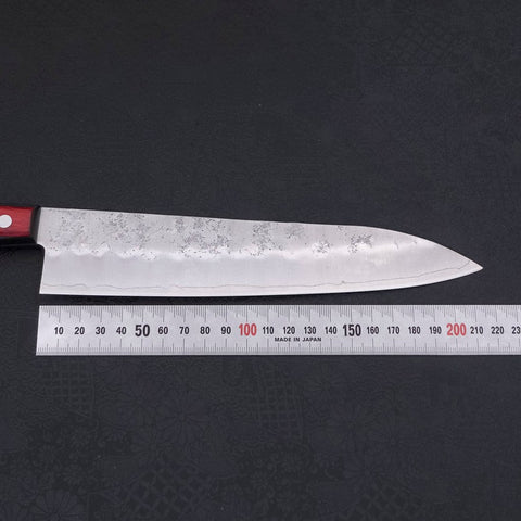 Gyuto Silver Steel #3 Nashiji Western Red Handle 210mm-[Musashi]-[Japanese-Kitchen-Knives]