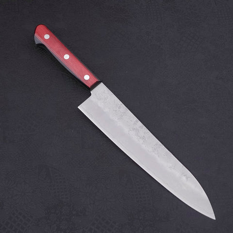 Gyuto Silver Steel #3 Nashiji Western Red Handle 210mm-[Musashi]-[Japanese-Kitchen-Knives]
