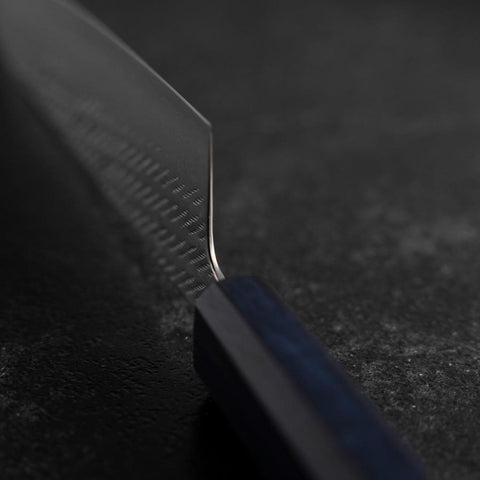 Gyuto Silver Steel #3 Nawame Damascus Dark Blue Urushi Handle 210mm-[Musashi]-[Japanese-Kitchen-Knives]
