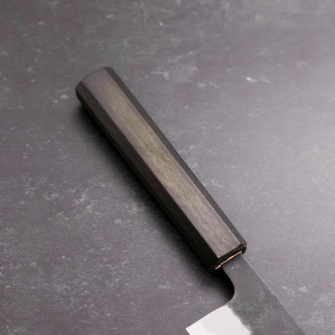 Gyuto Stainless Clad Blue Super Kurouchi Nashiji Green Urushi Handle 240mm-[Musashi]-[Japanese-Kitchen-Knives]