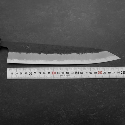Gyuto Stainless Clad Blue Super Kurouchi Nashiji Sumi Urushi Handle 240mm-[Musashi]-[Japanese-Kitchen-Knives]
