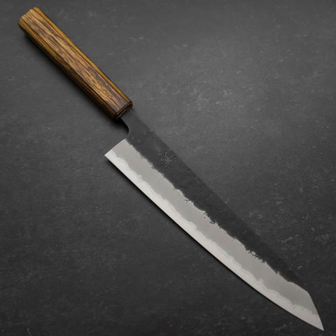 Gyuto Stainless Clad Blue Super Kurouchi Nashiji Sumi Urushi Handle 240mm-[Musashi]-[Japanese-Kitchen-Knives]