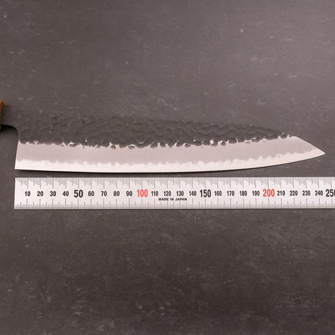 Gyuto Stainless Clad Blue Super Kurouchi Tsuchime Yaki Urushi Handle 240mm-[Musashi]-[Japanese-Kitchen-Knives]