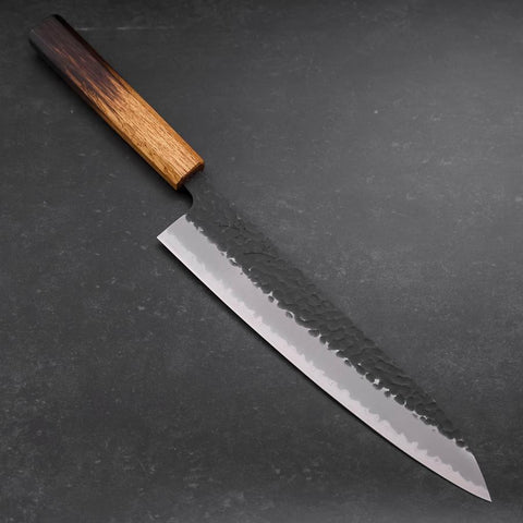 Gyuto Stainless Clad Blue Super Kurouchi Tsuchime Yaki Urushi Handle 240mm-[Musashi]-[Japanese-Kitchen-Knives]