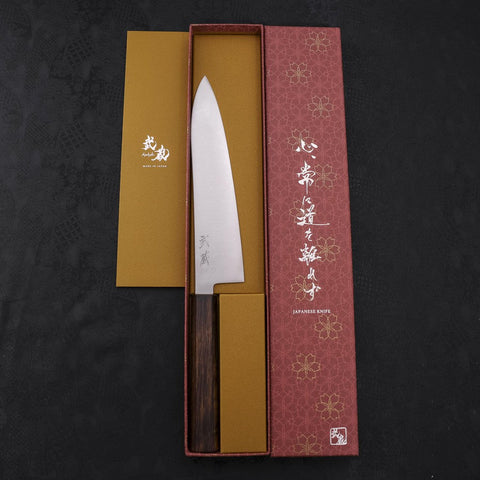 Gyuto Stainless Clad Blue Super Polished Sumi Urushi Handle 210mm-[Musashi]-[Japanese-Kitchen-Knives]