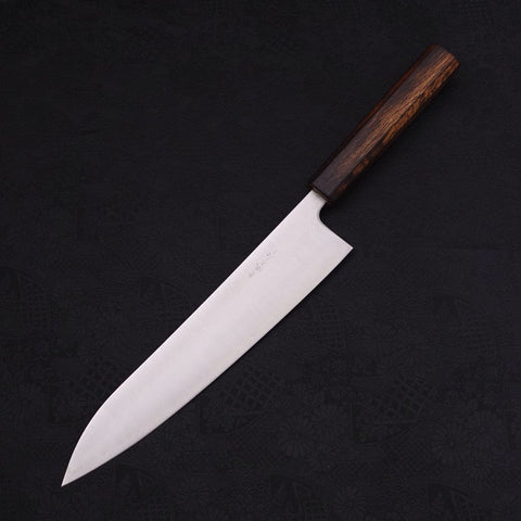 Gyuto Stainless Clad Blue Super Polished Sumi Urushi Handle 240mm-[Musashi]-[Japanese-Kitchen-Knives]